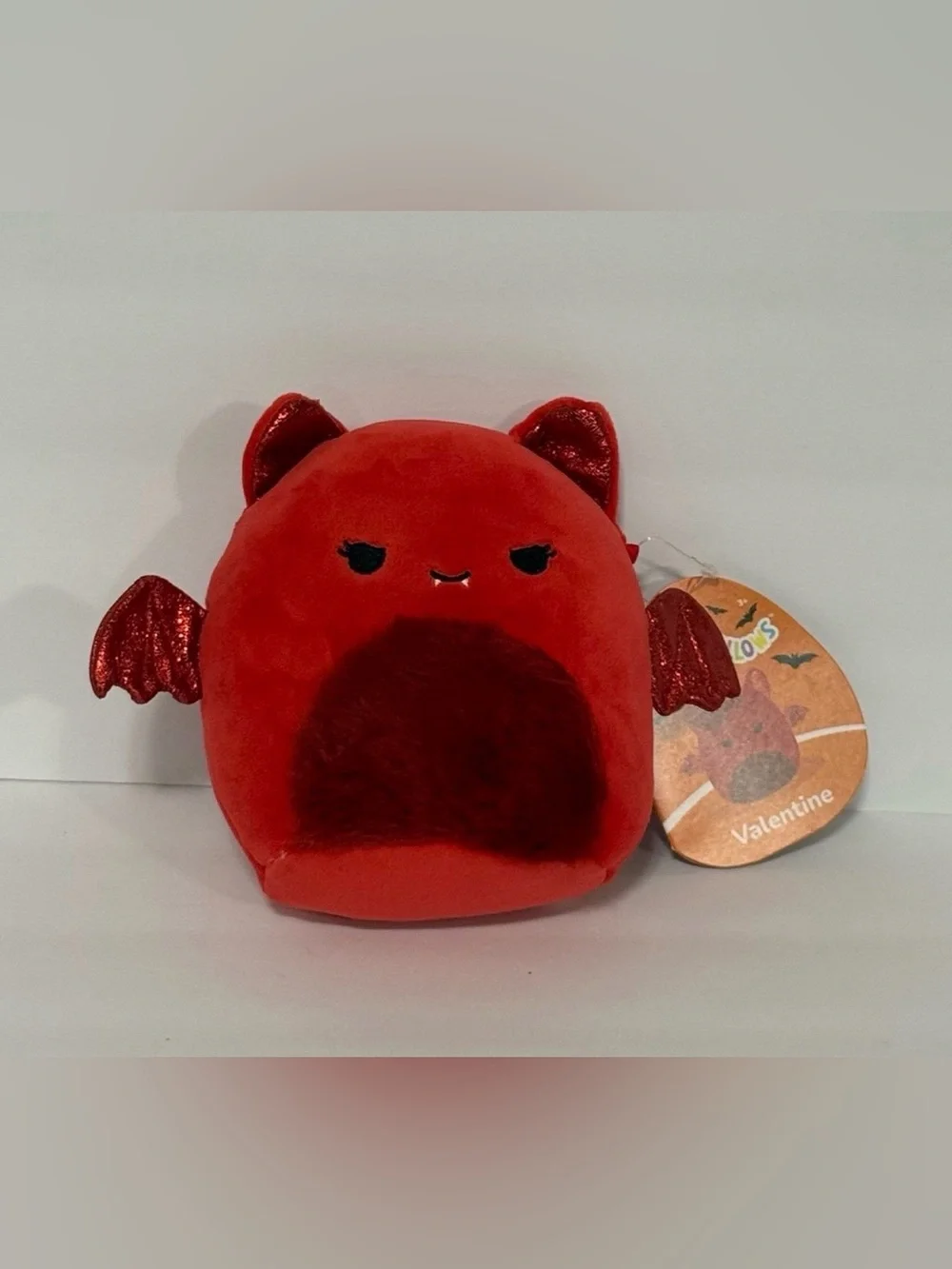 Squishmallow 5 Inch Valentine Red Bat Fuzzy Belly NWT
